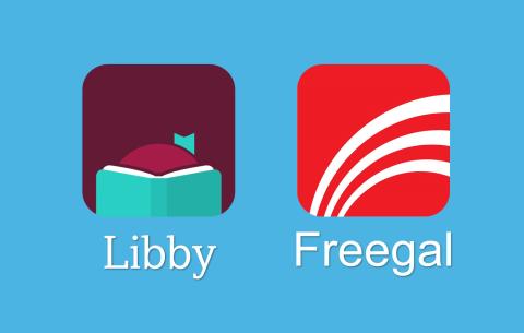 Libby and Freegal app icons on blue background