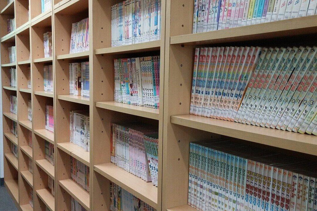 Bookshelf filled with manga