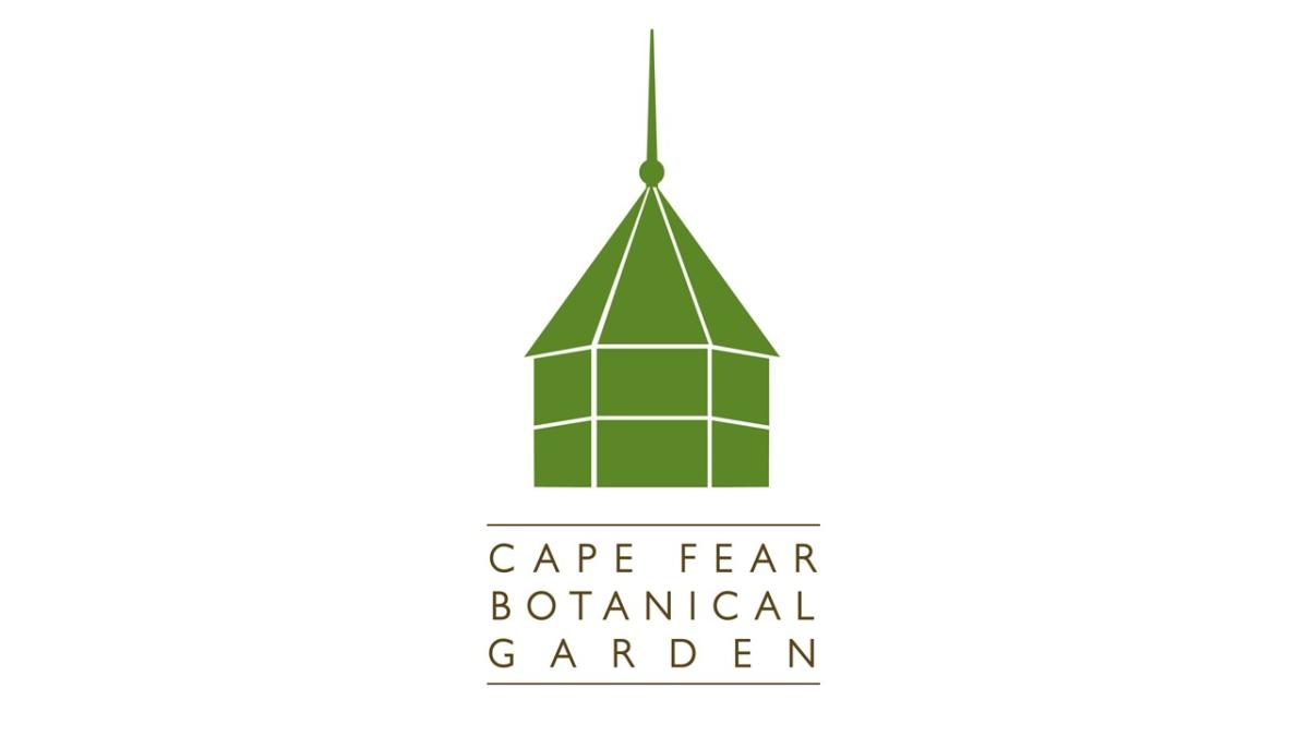 The logo for Cape Fear Botanical Garden with a green gazebo and the name below it.